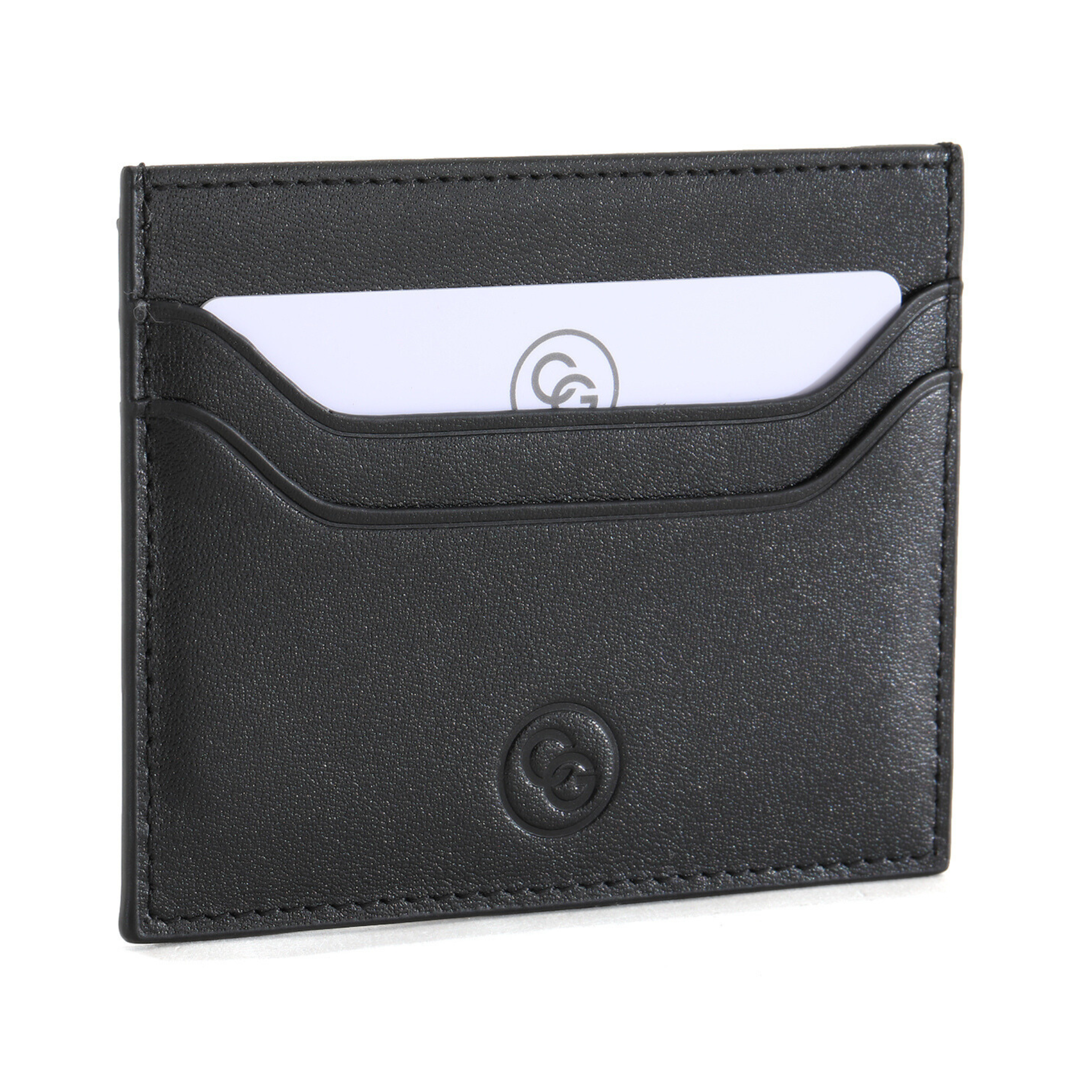 slim black card wallet slanted
