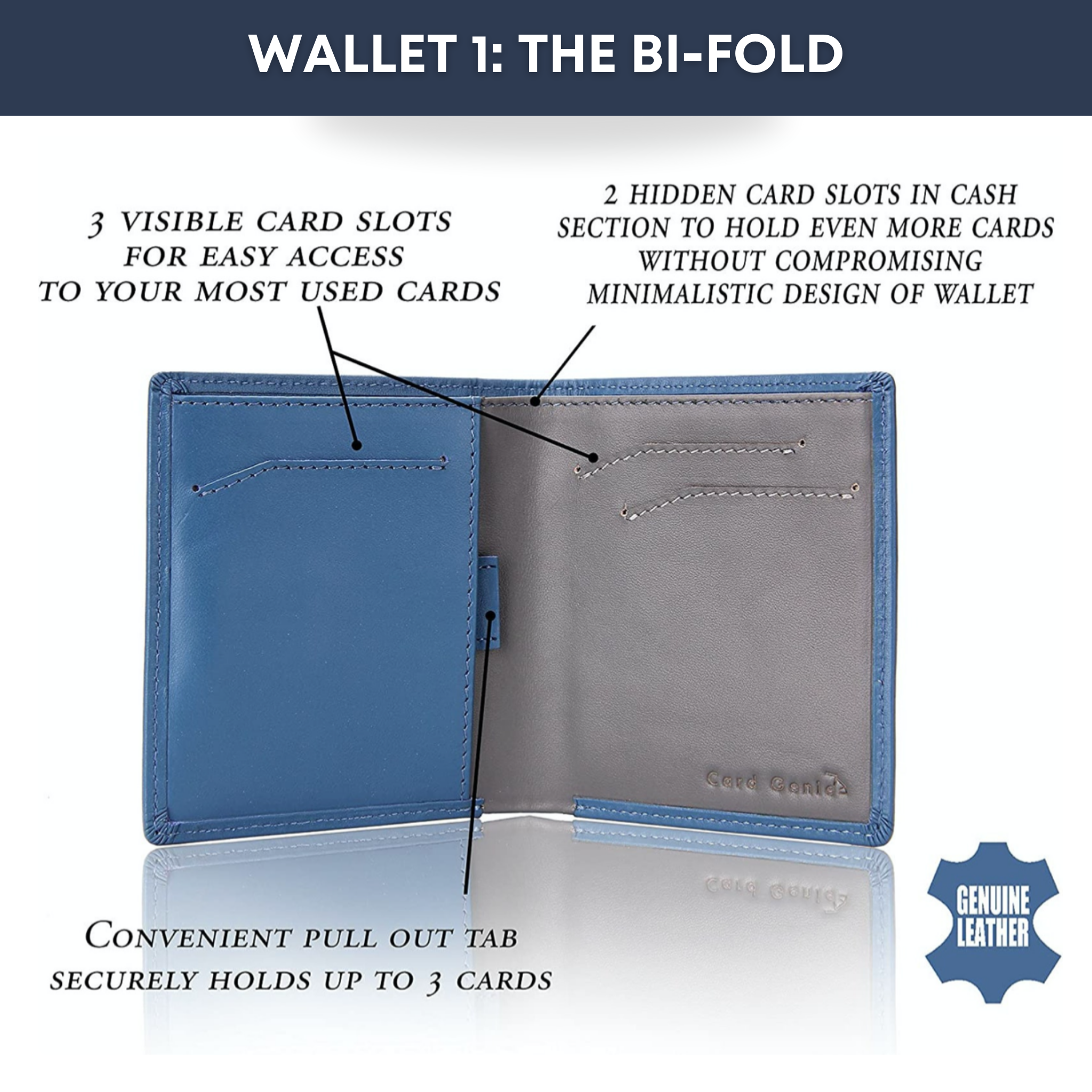 Card Genie Duo Vault Set - Leather Bifold Wallet & Slim Card Holder Set| 14 Card & Cash