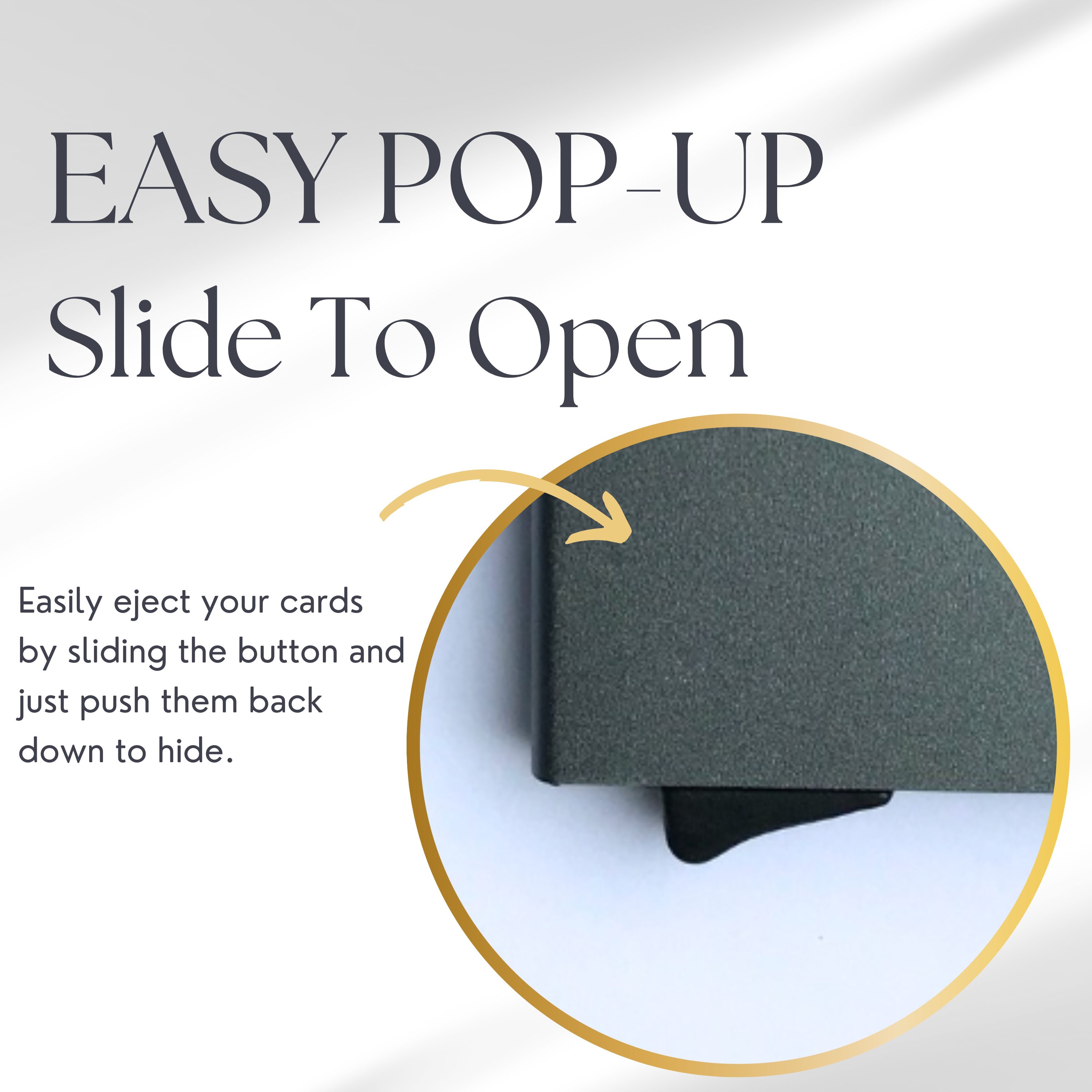 metal pop up card holder showing ejector function