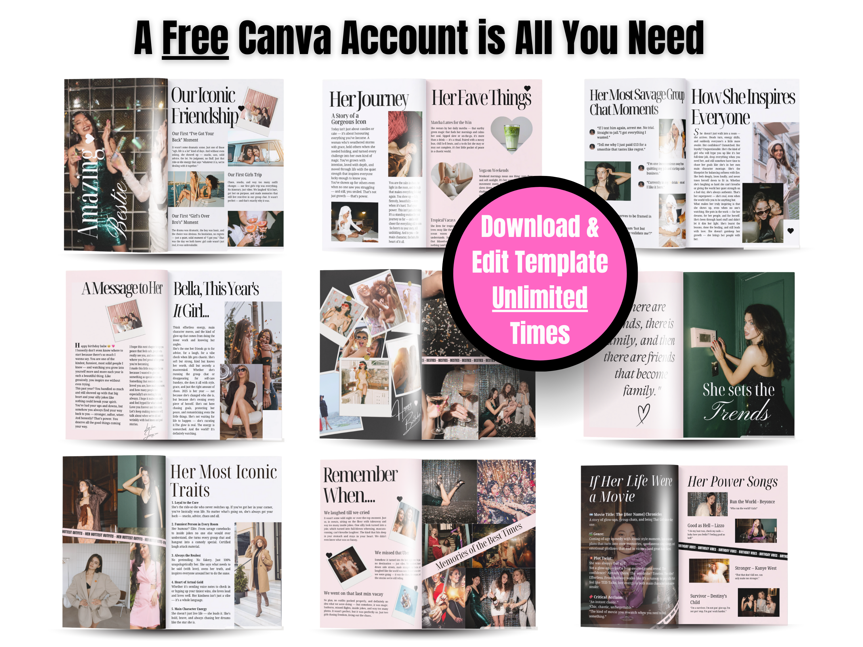 Bestie Birthday Magazine Template