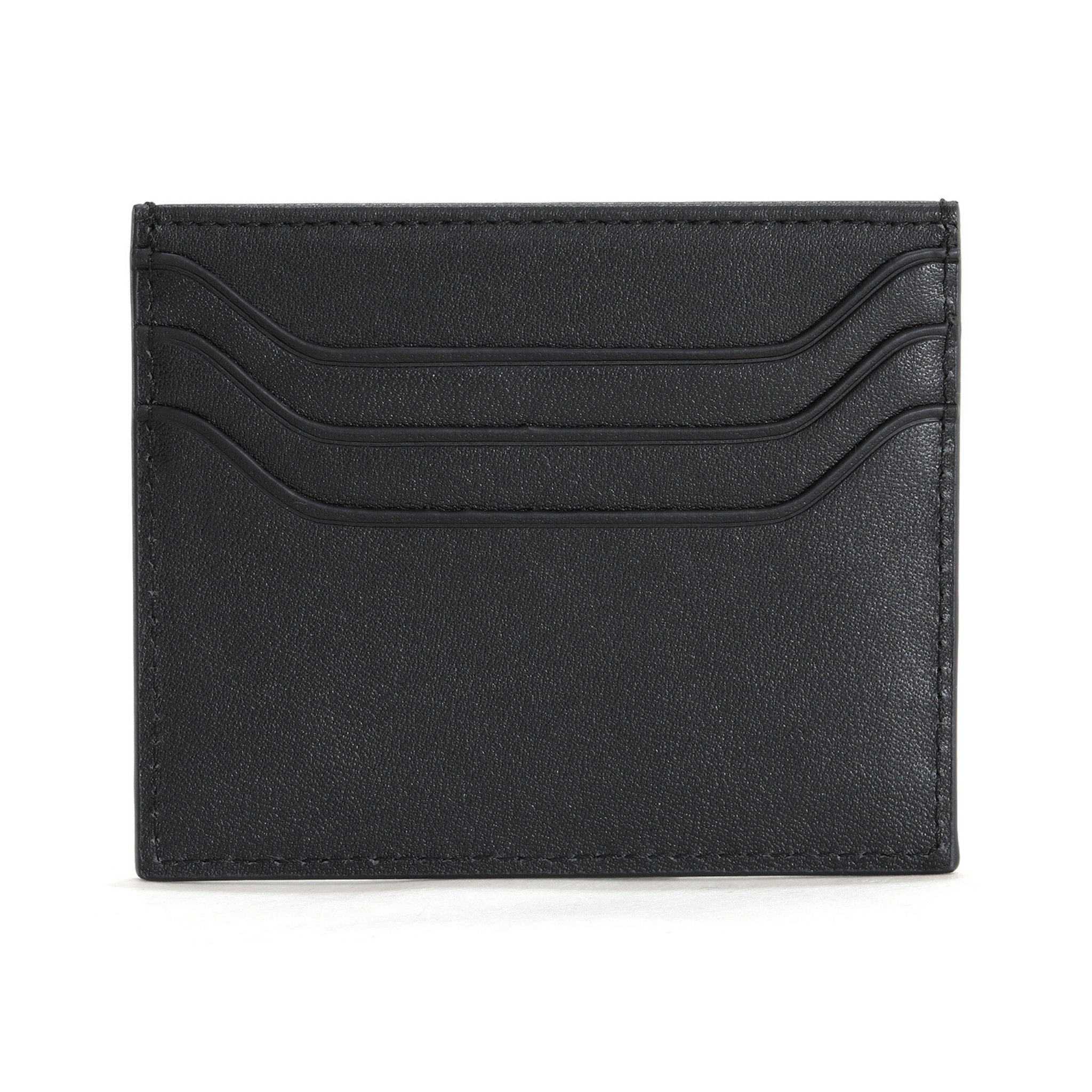 black leather card holder back view