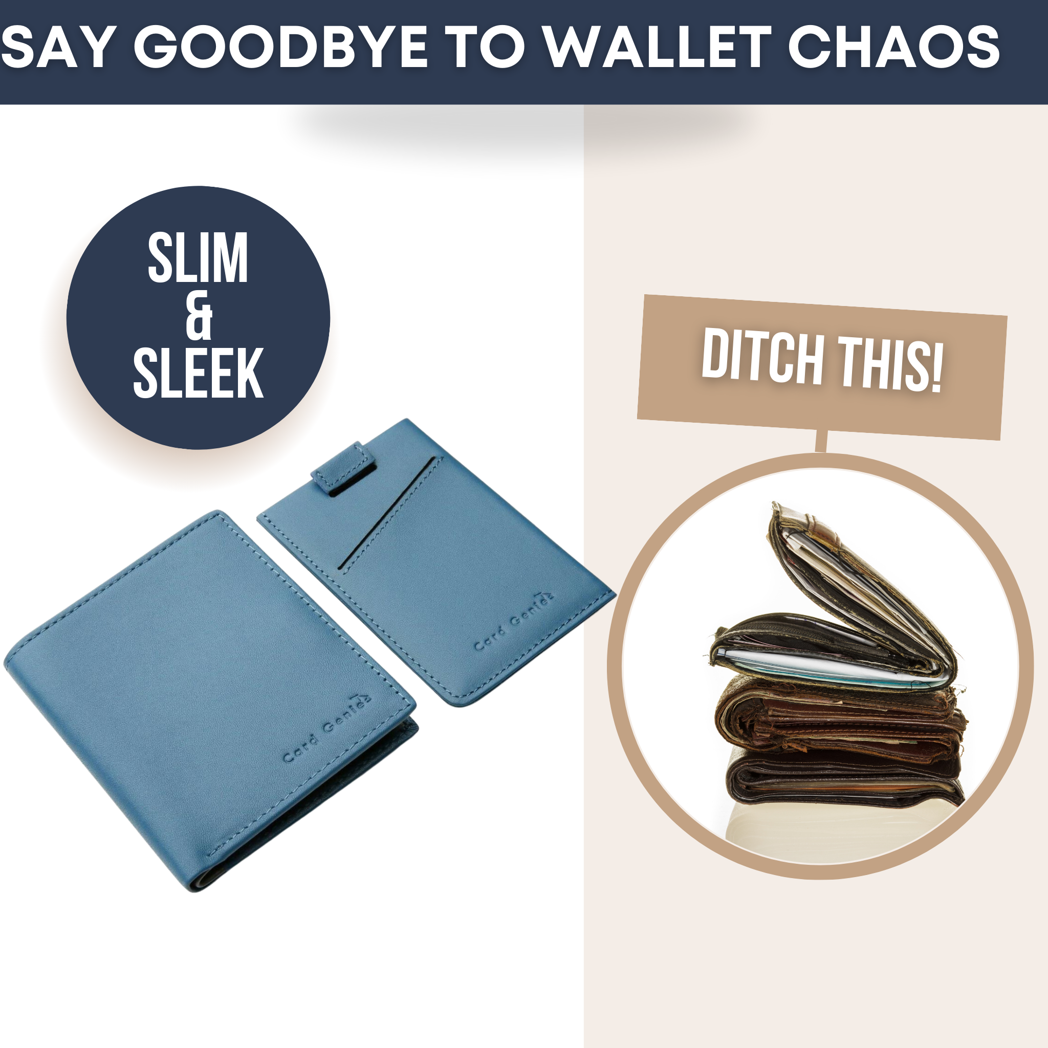 Card Genie Duo Vault Set - Leather Bifold Wallet & Slim Card Holder Set| 14 Card & Cash
