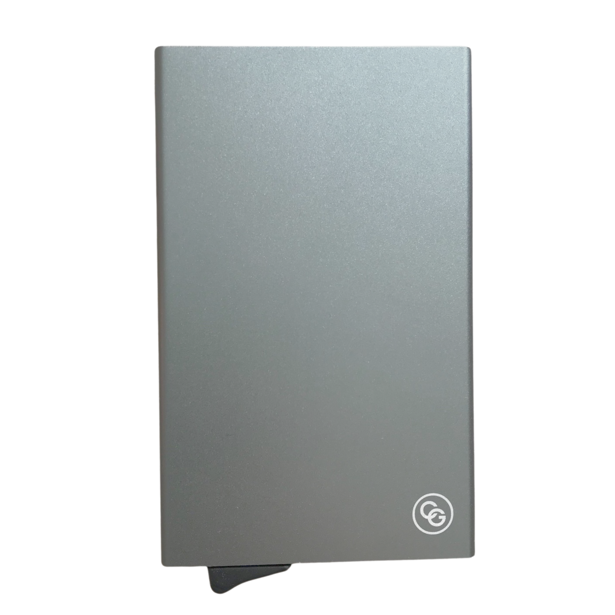 Grey pop up card holder with logo