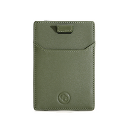 Green Leather Card Holder Wallet | Slim with RFID Blocking  with Pull-tab - 7 Cards