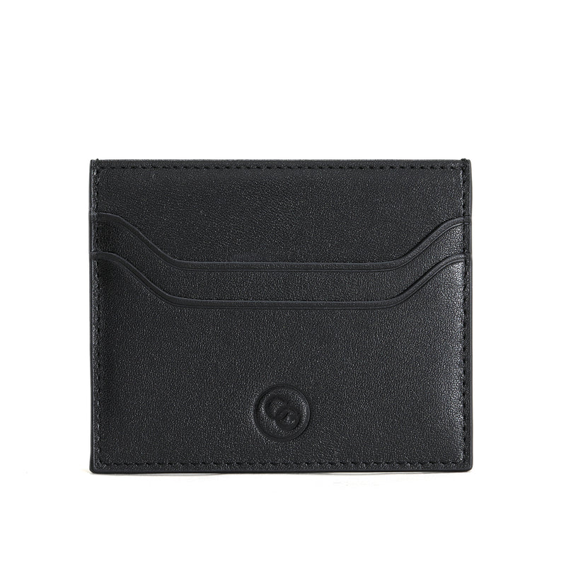 Black Leather Card Holder Wallet | Slim with RFID Blocking  - 5 Cards